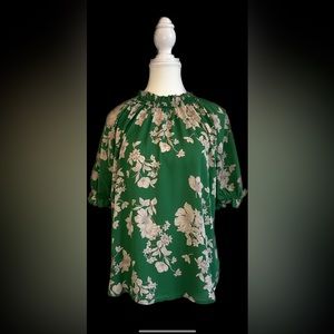 Sienna Sky brand. Green and cream floral blouse. Cute & elegant. Size S.